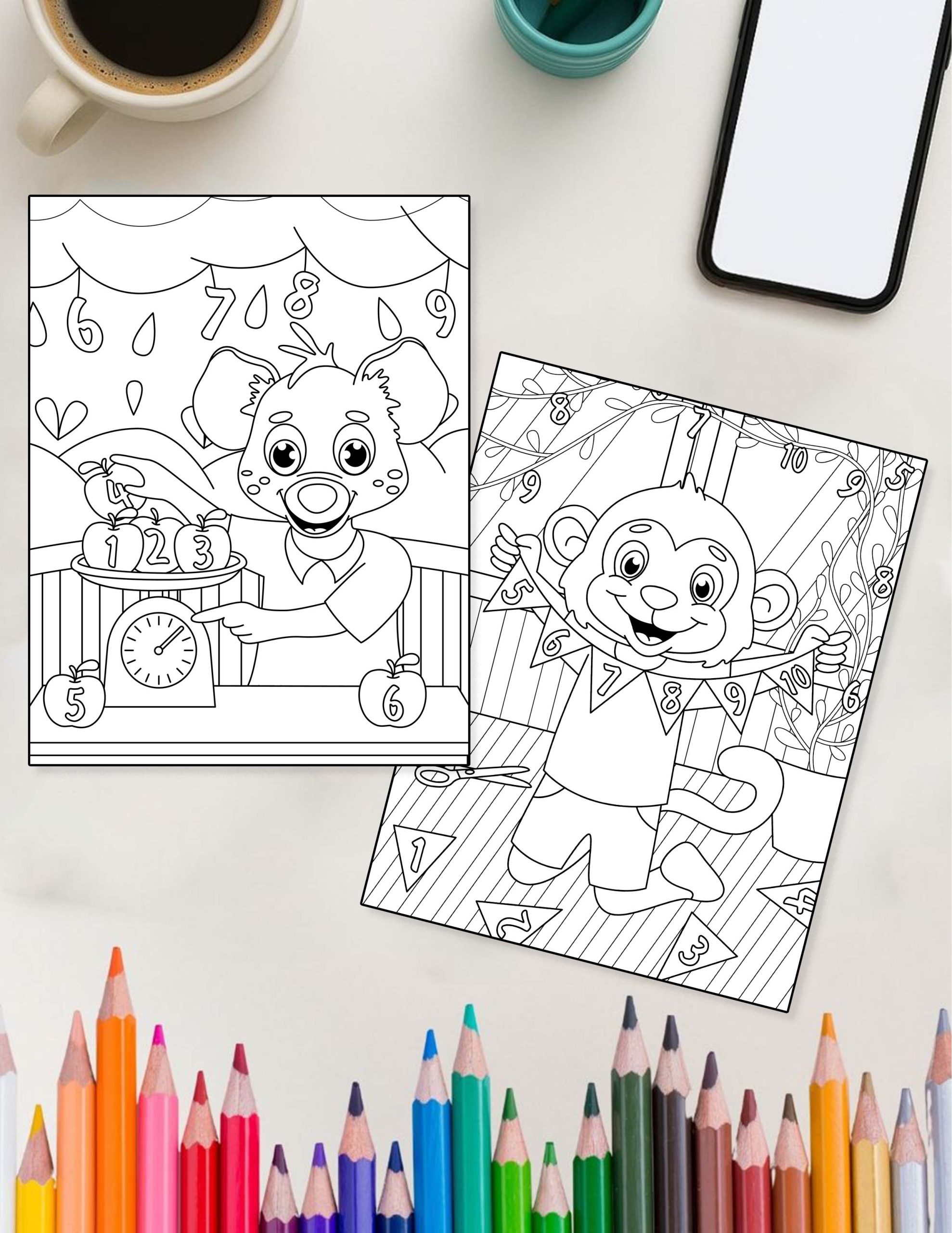 Animals - Math-Loving Animals - 30 Coloring Pages - Image 4