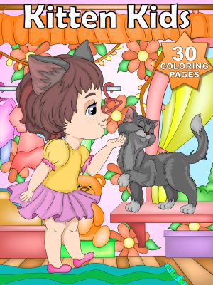 People - Kitten Kids - 30 Coloring Pages of Cat-Inspired Friends with Their Kitties