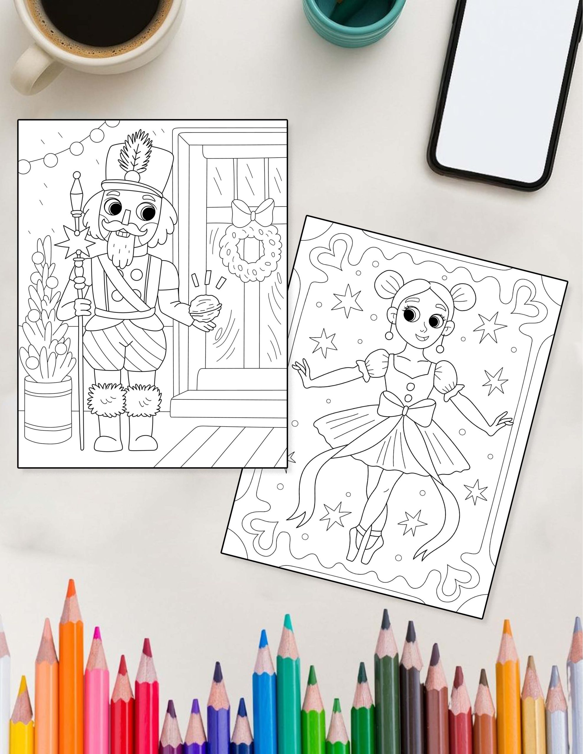 Story - Nutcraker & Ballerina - 30 Holiday Coloring Pages - Image 4