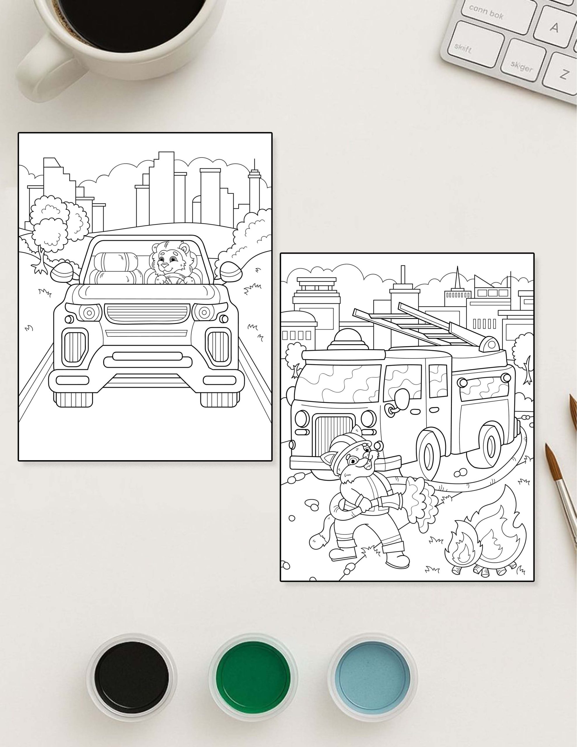 Vehicles - Animal Drivers - 30 Coloring Pages - Image 3