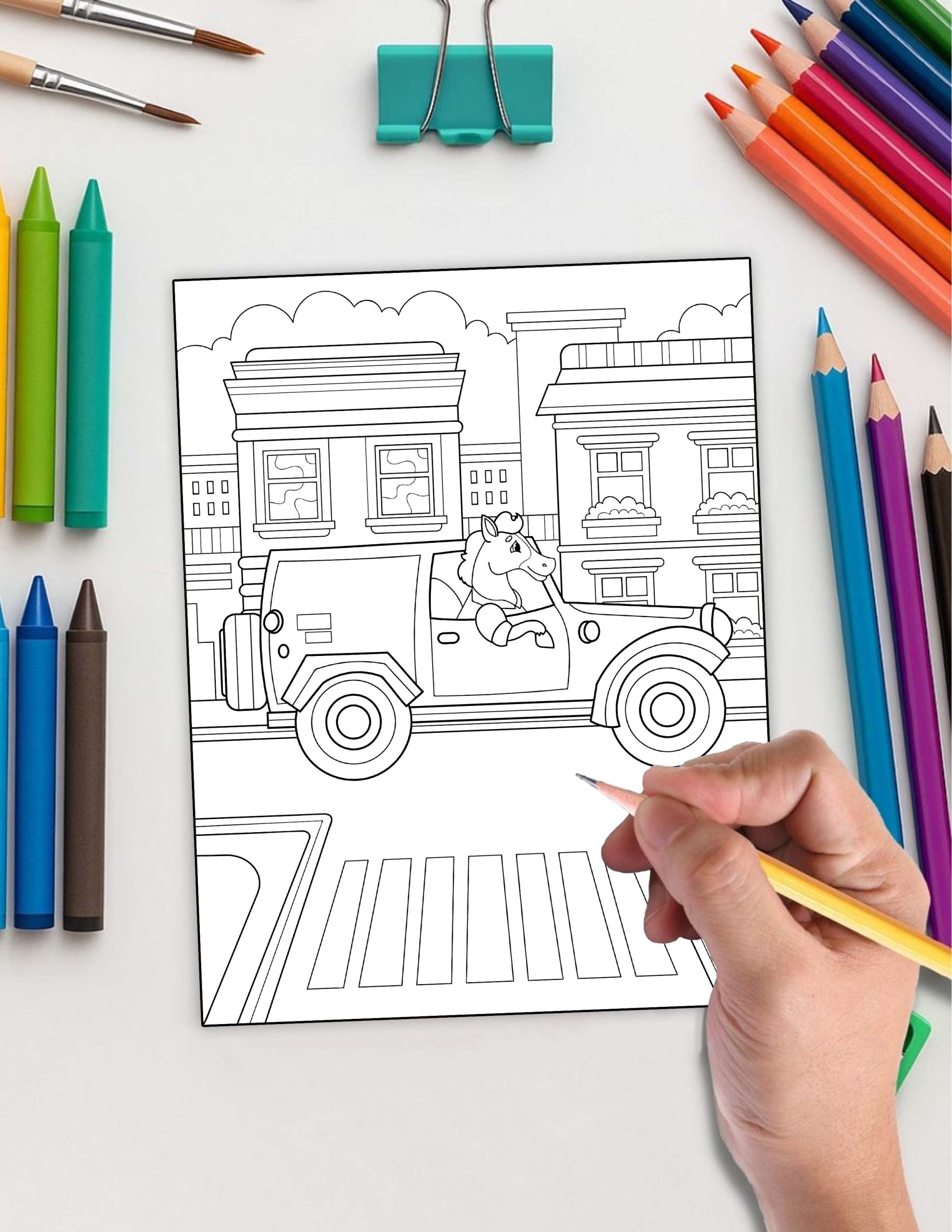 Vehicles - Animal Drivers - 30 Coloring Pages - Image 5