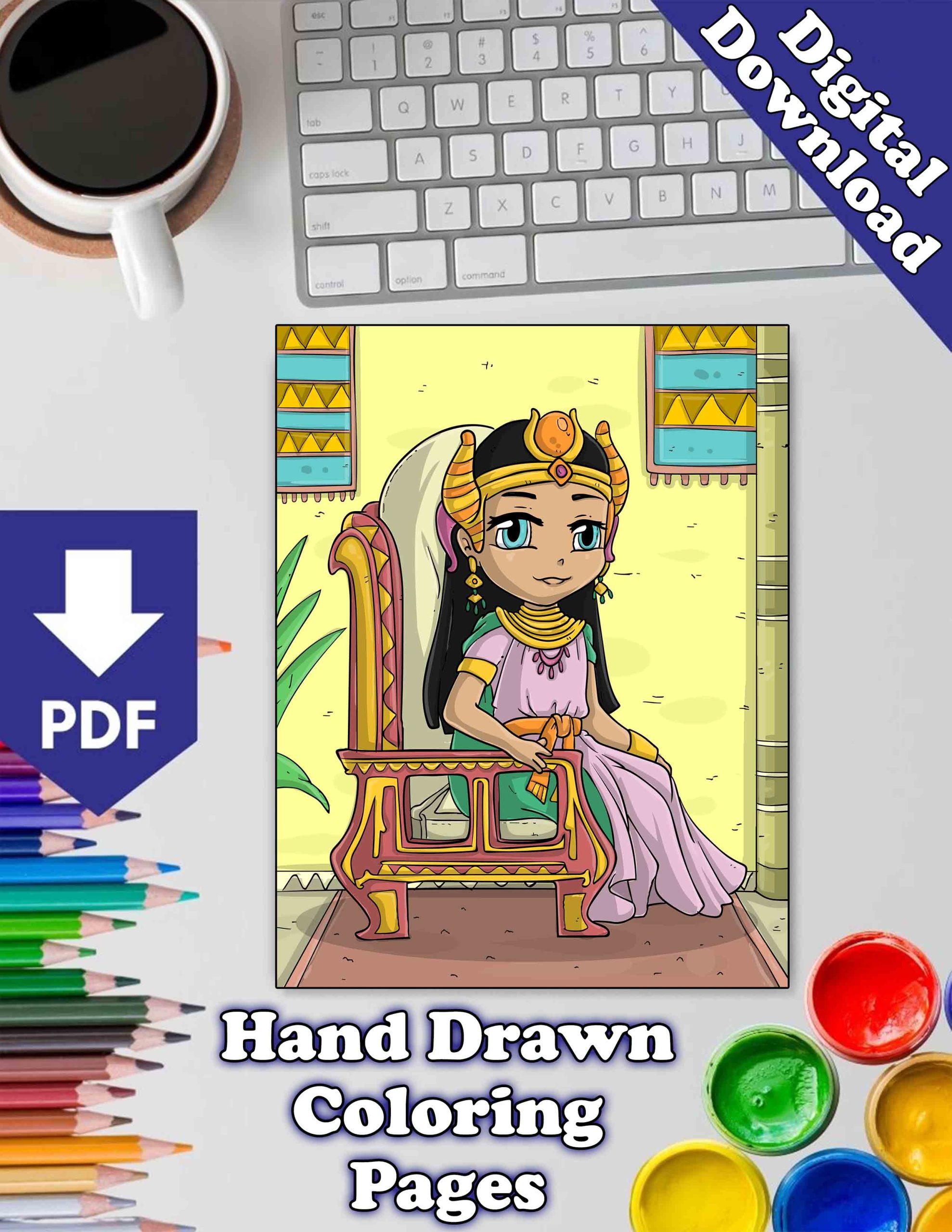Chibi - Egyptian Chibi – 30 Hand-Drawn Cute Pharaohs, Gods & Pyramids to Color - Image 2