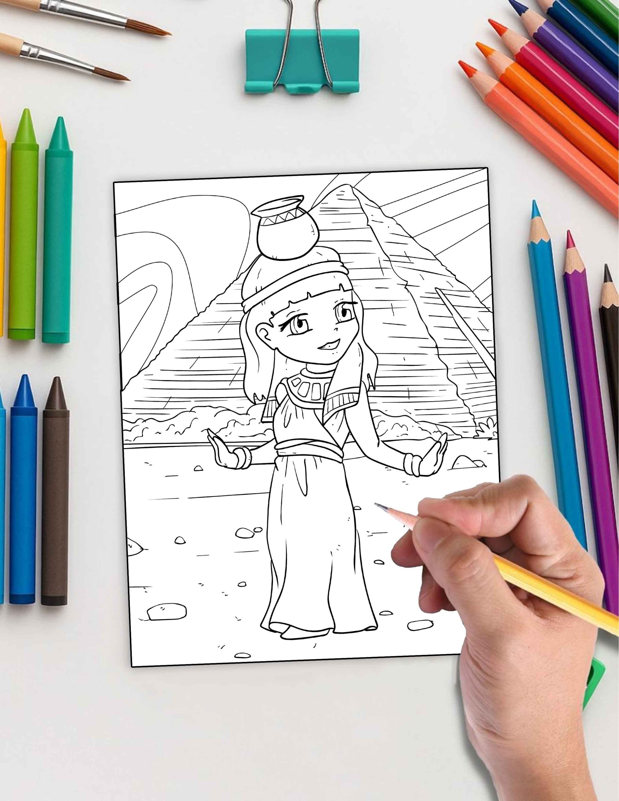 Chibi - Egyptian Chibi – 30 Hand-Drawn Cute Pharaohs, Gods & Pyramids to Color - Image 5