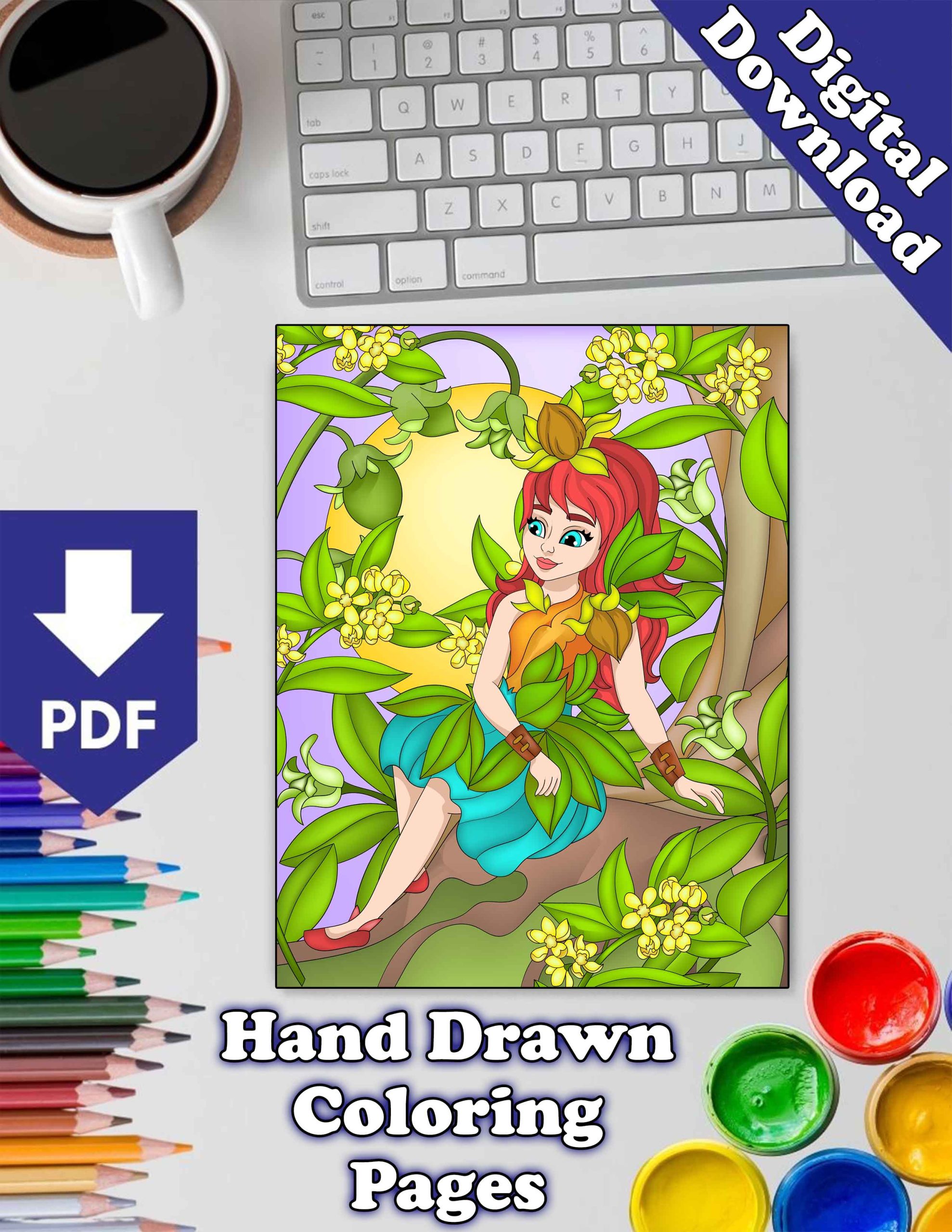 Fantasy - Herbal Fairies – 30 Hand-Drawn Coloring Pages of Fairies in Lavender, Mint & More - Image 2