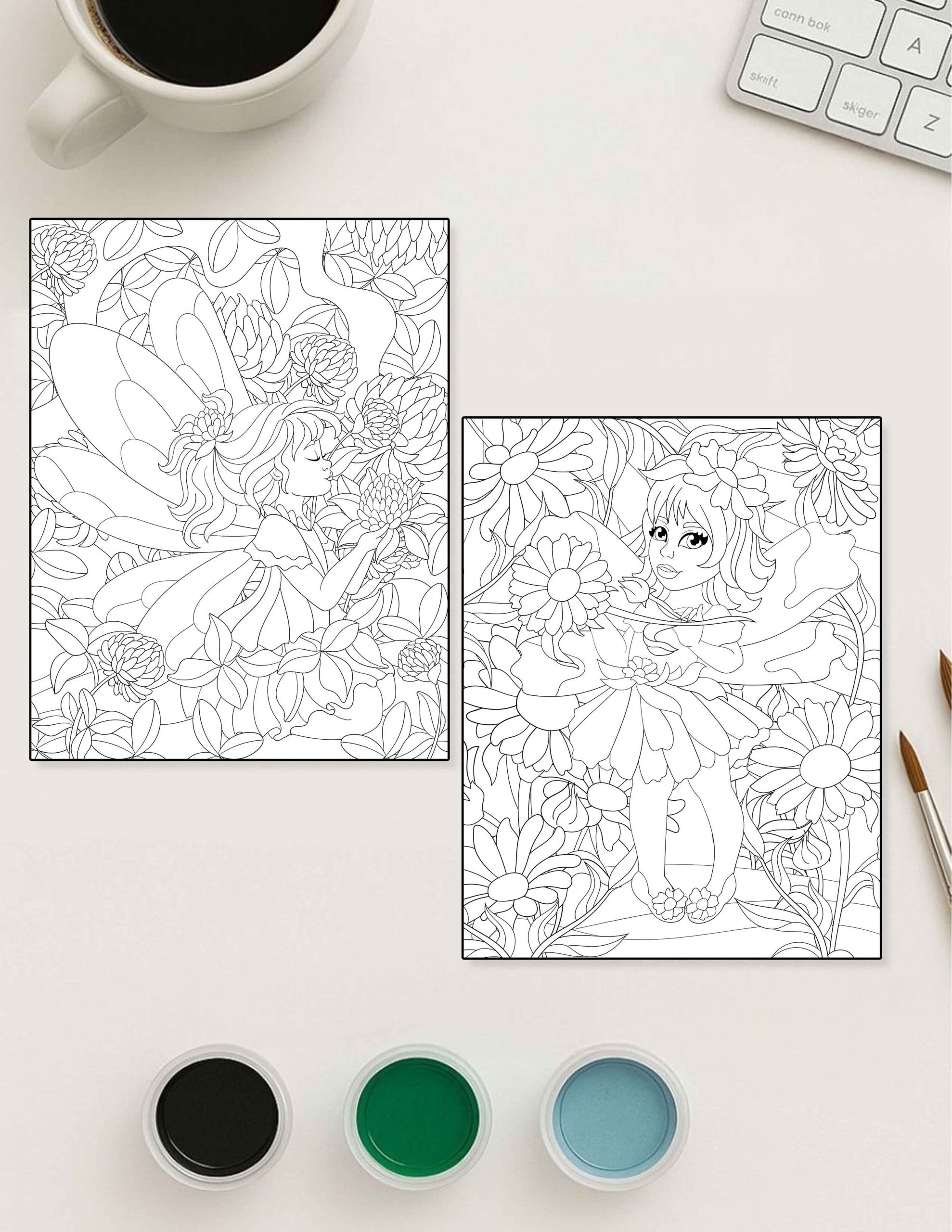 Fantasy - Herbal Fairies – 30 Hand-Drawn Coloring Pages of Fairies in Lavender, Mint & More - Image 3