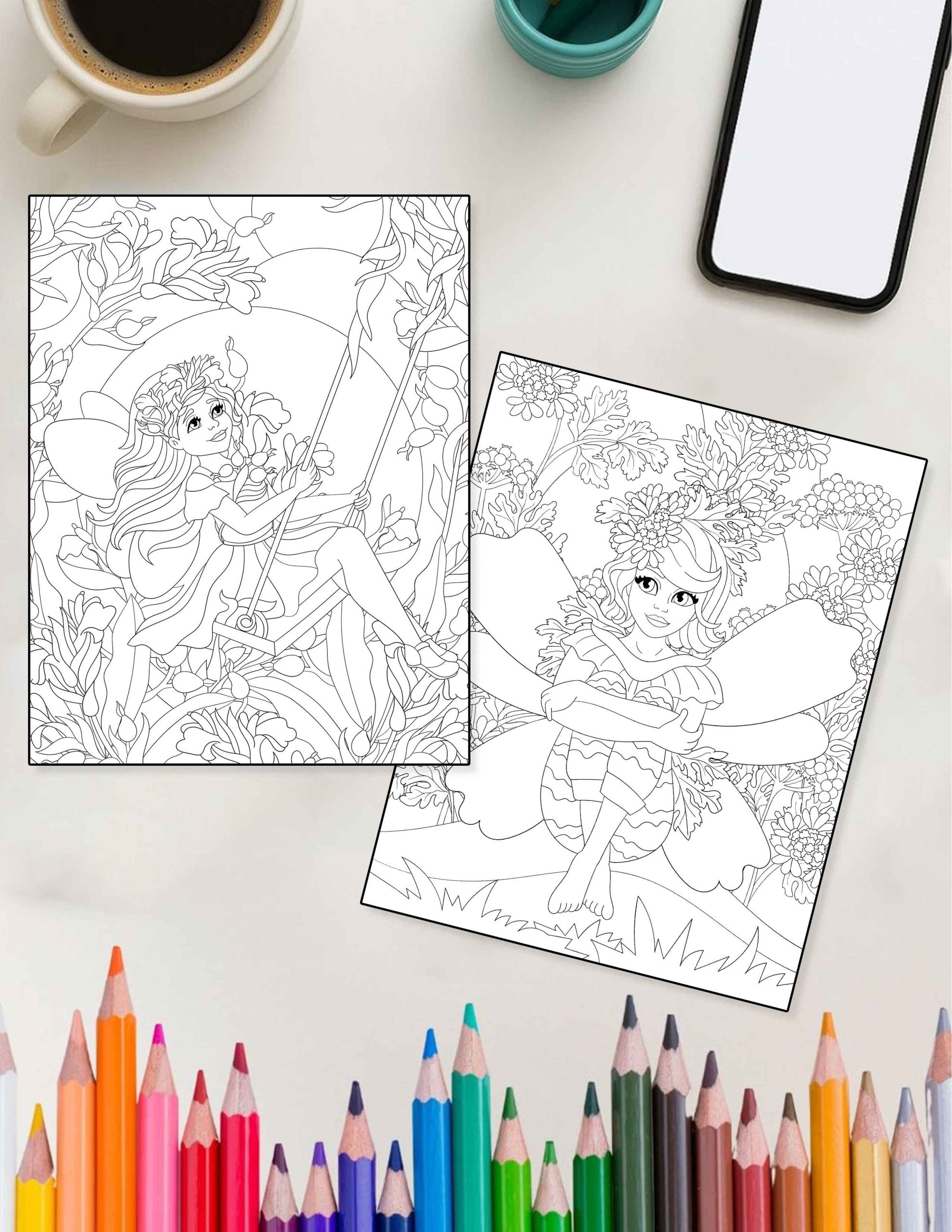 Fantasy - Herbal Fairies – 30 Hand-Drawn Coloring Pages of Fairies in Lavender, Mint & More - Image 4