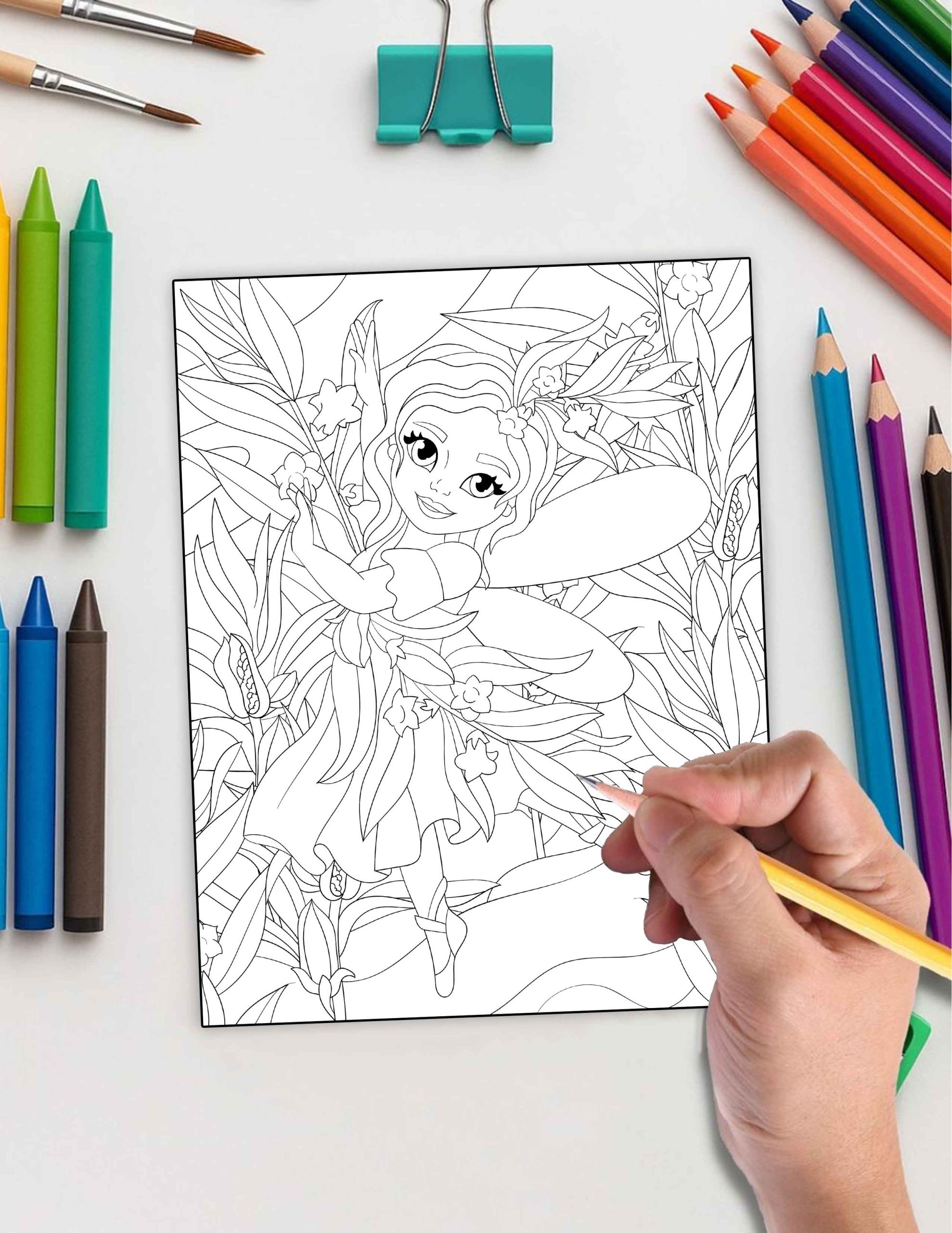 Fantasy - Herbal Fairies – 30 Hand-Drawn Coloring Pages of Fairies in Lavender, Mint & More - Image 5