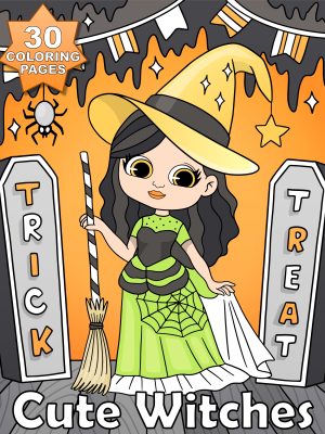 Halloween - Cute Witches – 30 Hand-Drawn Halloween Coloring Pages Full of Magical Charm